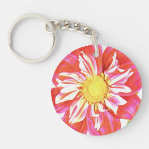 Papier dahlia rayé rouge et blanc corail