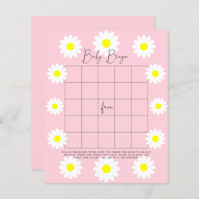 Papier Daisies - Baby shower jeu de bingo (Devant / Derrière)