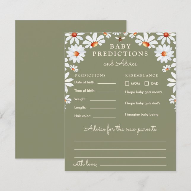 Papier Daisy Baby Predictions et conseils (Devant / Derrière)