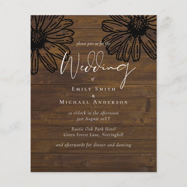 Papier Daisy Dreams Élégant Script Mariage Budget (Devant)