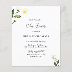 Papier Daisy Floral Budget Girl Baby shower Invitation