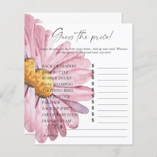 Papier Daisy - Jeu devinez le prix (Devant / Derrière)