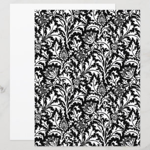 Papier Damassé de chardon William Morris, noir et blanc