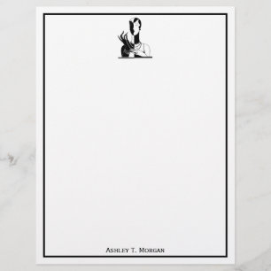 Papier Dame Art Déco Vintage avec perles noir transp