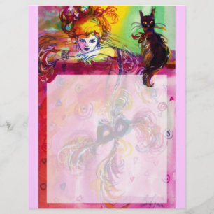 PAPIER DAME AVEC CHAT NOIR