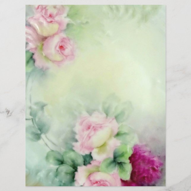 Papier d'artisanat d'art fleuri Rose peint à la ma (Devant)