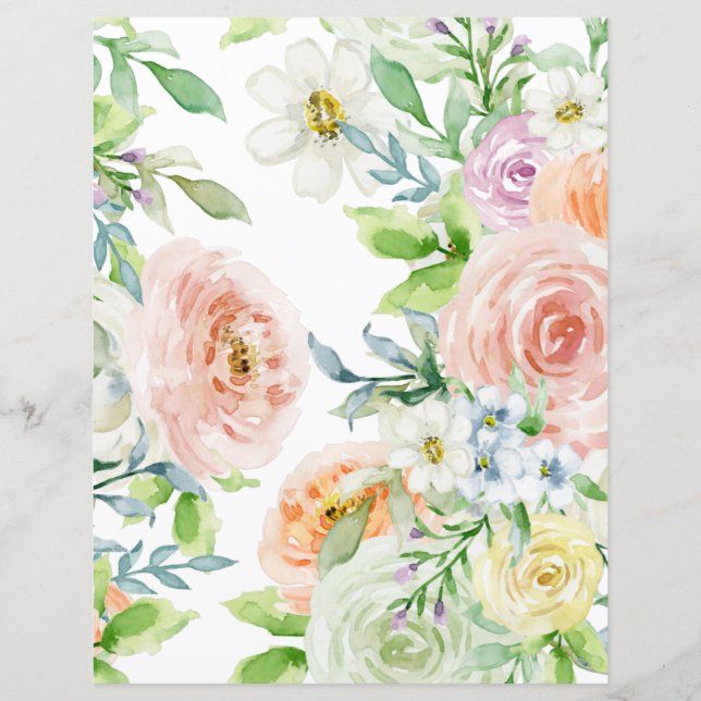 Papier d'artisanat d'art fleuri Rose peint à la ma (Devant)