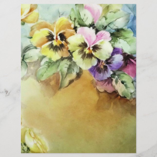 Papier d'artisanat d'art floral peint à la main vi (Devant)