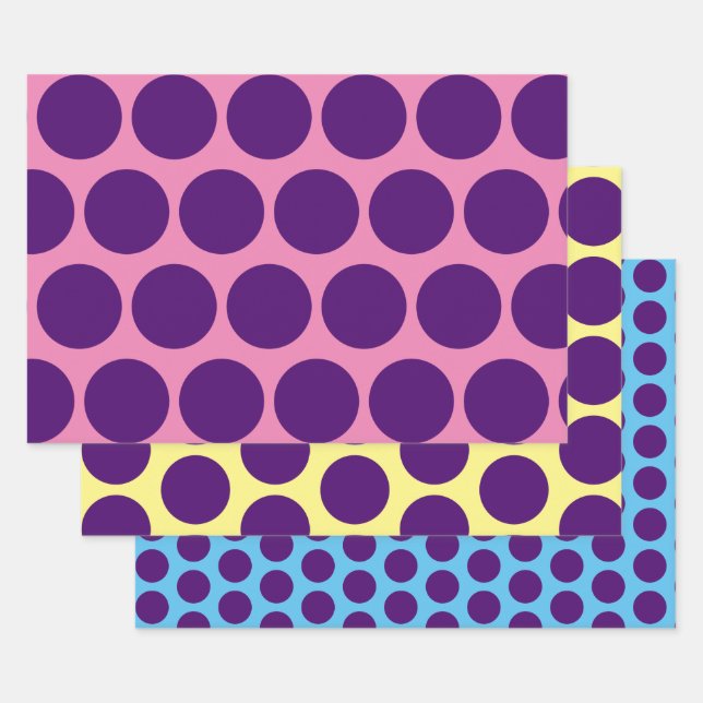 Papier d'artisanat d'enveloppement violet Polka Do (Lot)