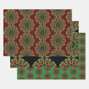 Papier d'artisanat rouge vert Mandala