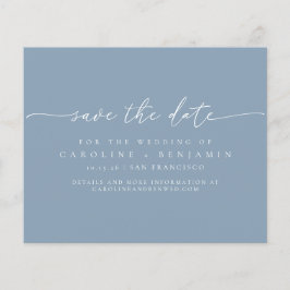 Papier Date de sauvegarde du Mariage de script bleu Dusty