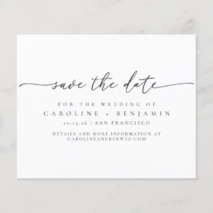 Papier Date de sauvegarde du Mariage de script noir minim
