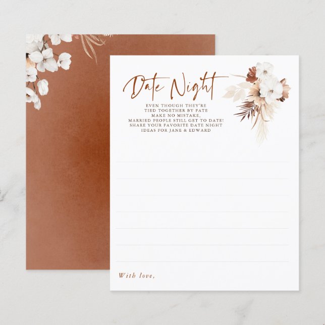 Papier Date Idées de nuit pour couple ou marié - Terracot (Devant / Derrière)
