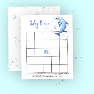 Papier Dauphin aquarelle - Jeu de bingo pour Baby shower