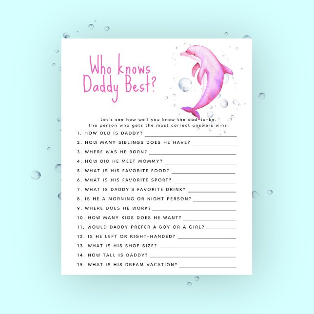 Papier Dauphin rose de l'océan - Jeu Qui connaît le mieux (Créateur téléchargé)