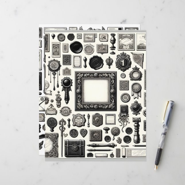 Papier de découpe et de collage en ligne Ephemera  (Devant/Arrière en situation)