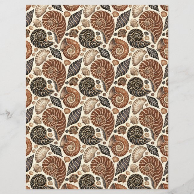 Papier de dépôt à double face Brown Seashells (Devant)