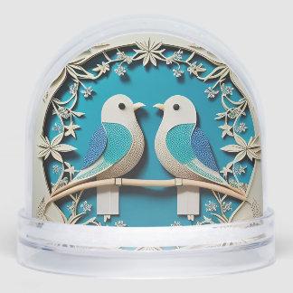 Papier de deux oiseaux aux motifs floraux