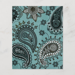 papier de fond en teal à poisley pour scrapbooking