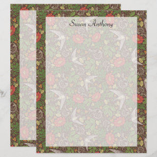 Papier de jardin Vintage victorien Red Daisy Bird