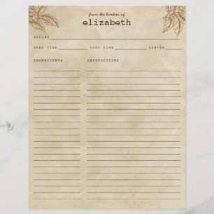 Papier De la cuisine de la recette de haricots d'arbre de