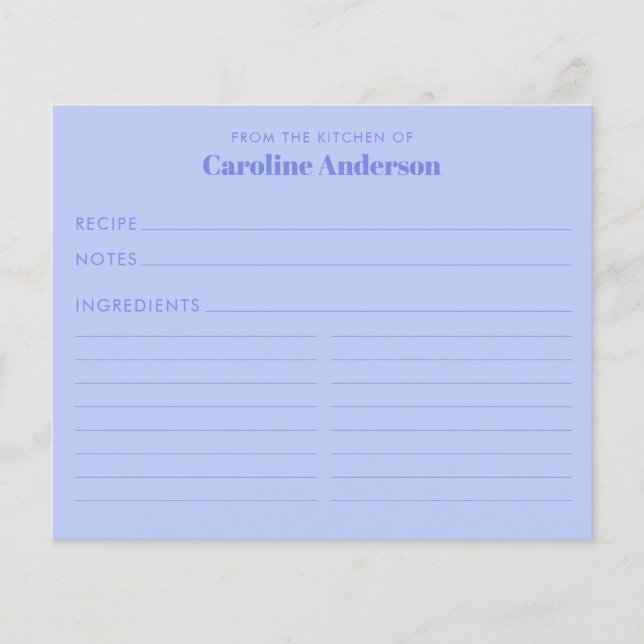 Papier De la cuisine de recette pourpre personnalisée (Devant)
