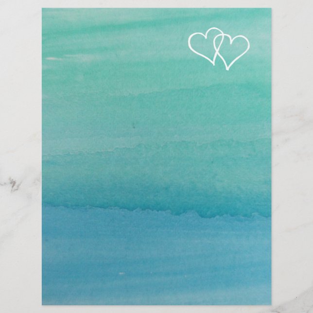 Papier de mariage couleur eau turquoise (Devant)
