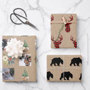 Papier de Noël rustique enveloppant kraft
