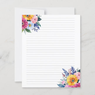 Papier de papeterie à fleurs mélangées