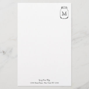 Papier de papeterie monogramme pour pot de mason p