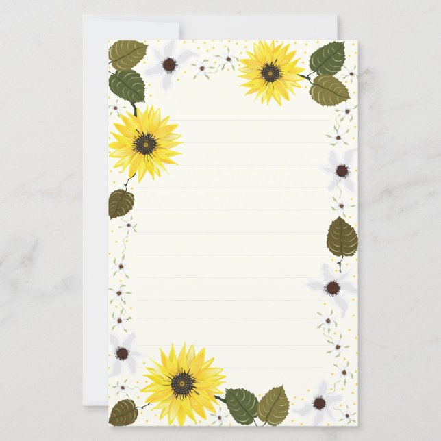 Papier de papeterie personnelle tournesol (Devant)