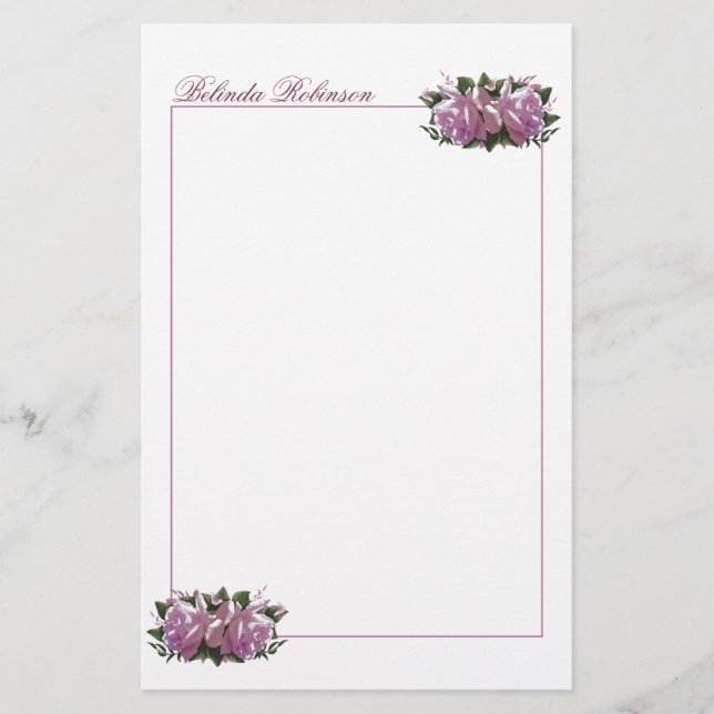 Papier de papeterie rose Lilac personnalisé (Devant)