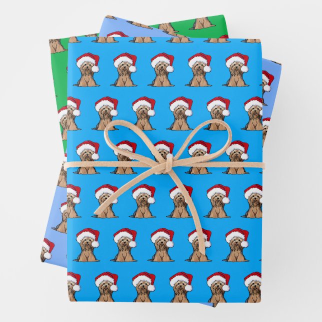 Papier de papier de Noël Yorkie enveloppant ensemb (En situation)