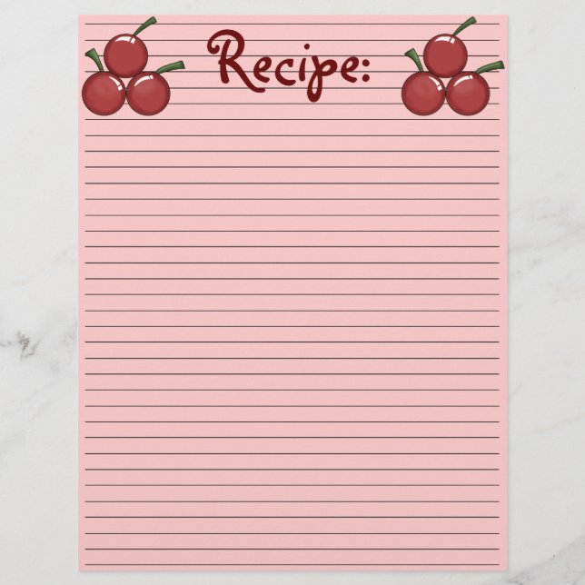 Papier de recette de cerise (Devant)