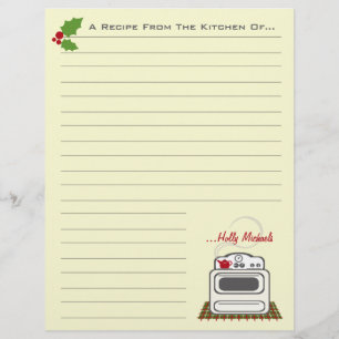 Papier de recette de cuisine de Noël rétro Stove