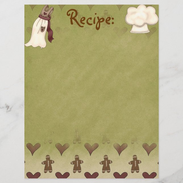 Papier de recette pour homme en pain d'épices (Devant)