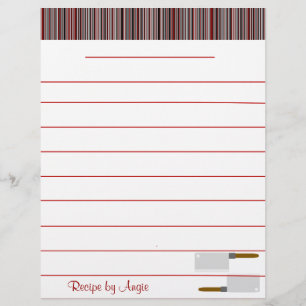 Papier de recette rayures rouges Cuisine - Avec de