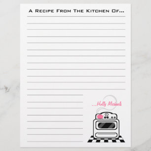 Papier de recette Retro Stove Pink Kitchen