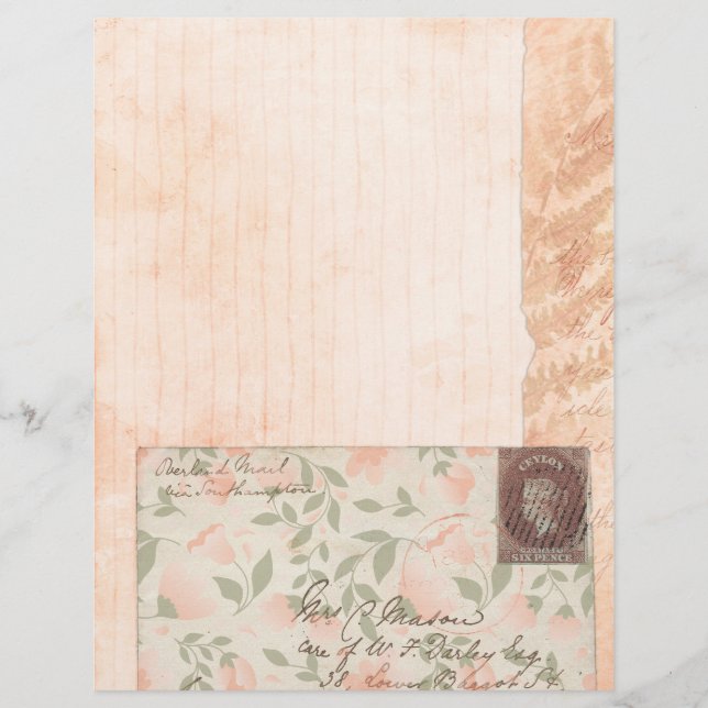 Papier de scrapbook rose pêche défraîchi (Devant)