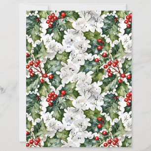 Papier de scrapbook traditionnel Noël blanc au hou