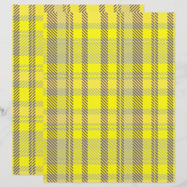 Papier de scrapbooking à carreaux jaunes, page rec (Devant / Derrière)
