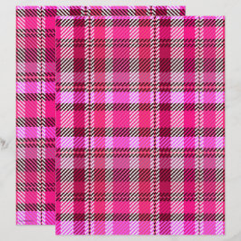 Papier de scrapbooking à carreaux rose 2 faces