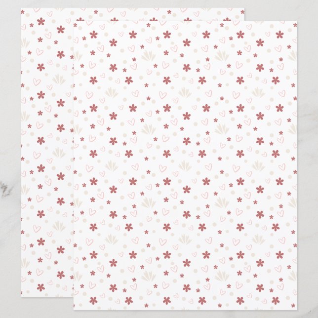 Papier de scrapbooking à motif Fleur Mignonne Avec (Devant / Derrière)