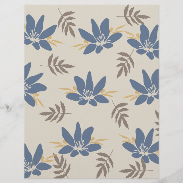Papier de scrapbooking floral bleu : (Devant)