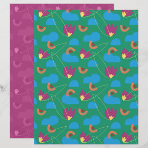 Papier de scrapbooking floral nuageux