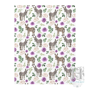 Papier de scrapbooking floral violet âne rustique