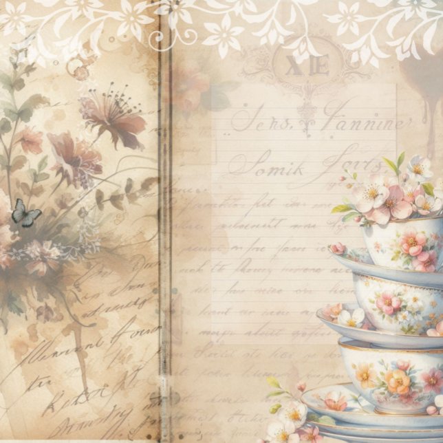 Papier de scrapbooking vintage, éléments éphémères (Decoupage Junk Journal Scrapbook Paper)