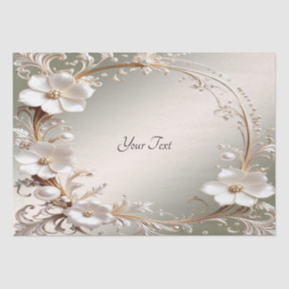 Papier de soie à cadre floral blanc orné