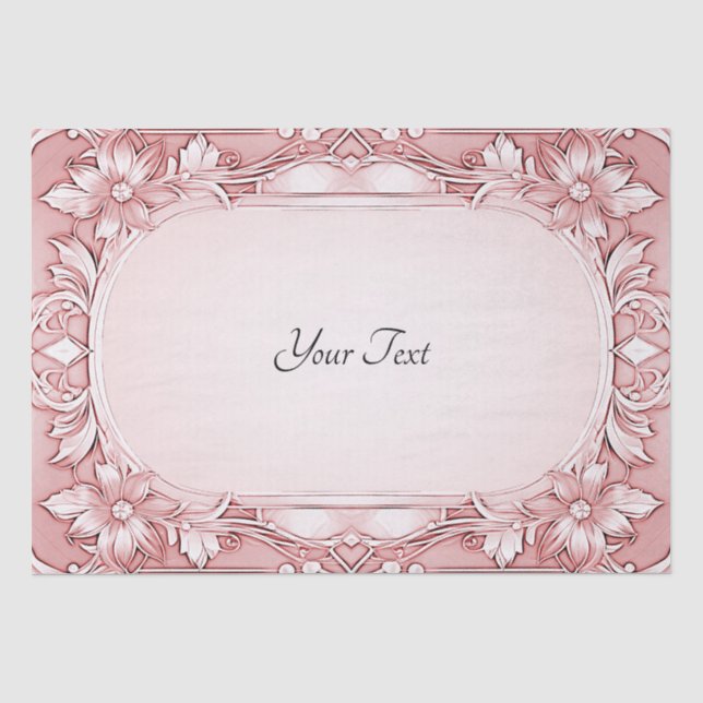 Papier de soie à cadre floral rose (Recto)