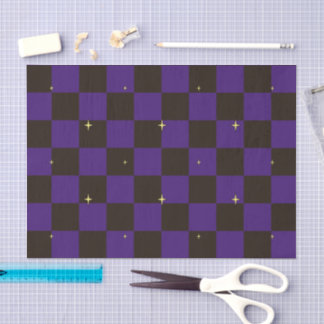 Papier de soie à carreaux Halloween violet avec ét